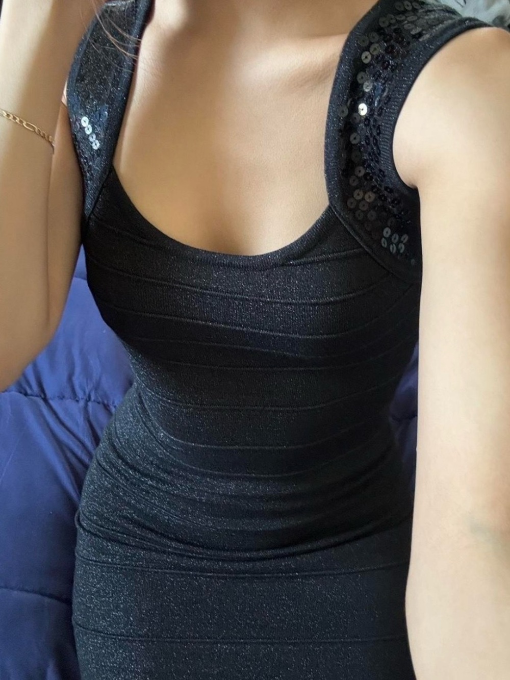 Forever 21 Women’s Sleeveless Sequin Bodycon Mini Dress Black M Cocktail Party